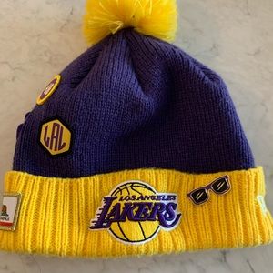 New Era LAKERS beanie with patches and pin.